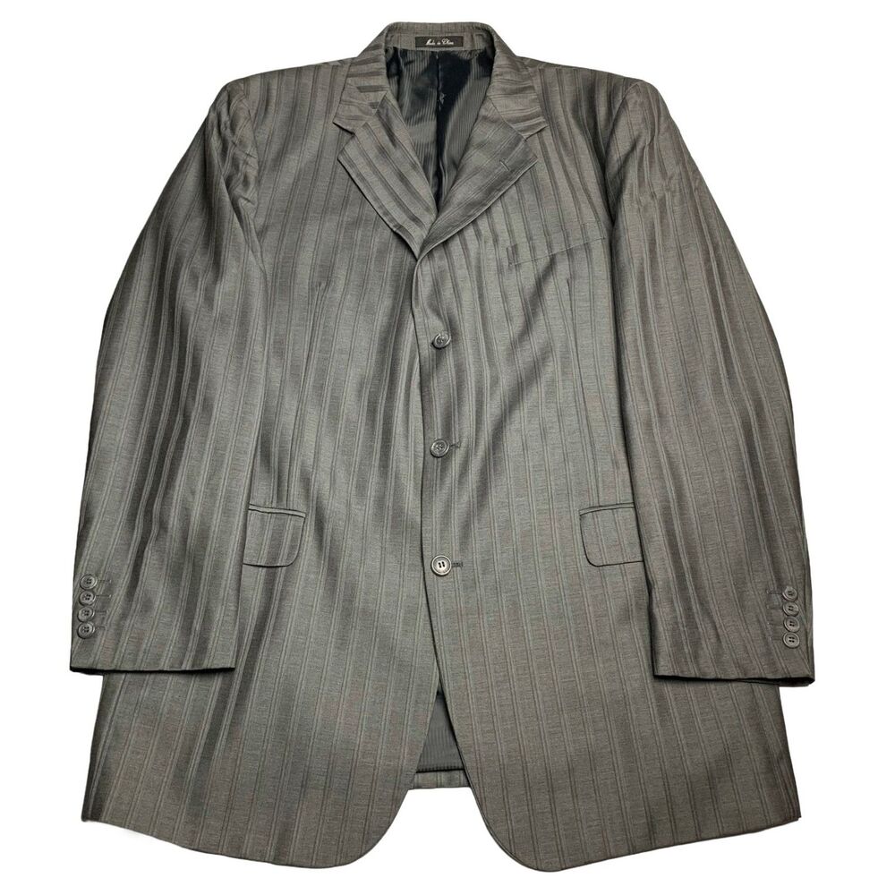 Insigna Collection Men’s Blazer Size L 44 Gray Blue Stripe Rayon Blend blazer